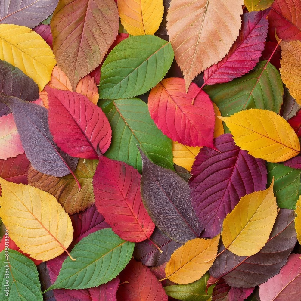 Detailed closeup of a pile of mixed autumn leaves, vibrant and crisp, fall season concept Detailed closeup of a pile of mixed autumn leaves, vibrant and crisp, fall season concept