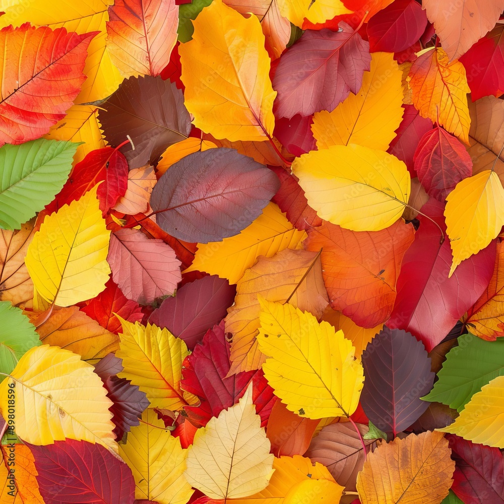 Detailed closeup of a pile of mixed autumn leaves, vibrant and crisp, fall season concept Detailed closeup of a pile of mixed autumn leaves, vibrant and crisp, fall season concept