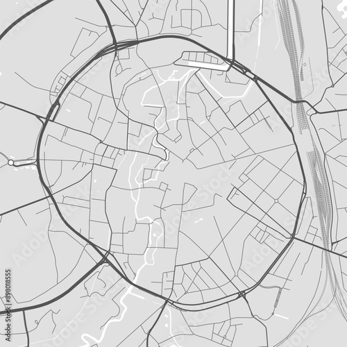 Grayscale Leuven map, city in Belgium. Streetmap municipal area.