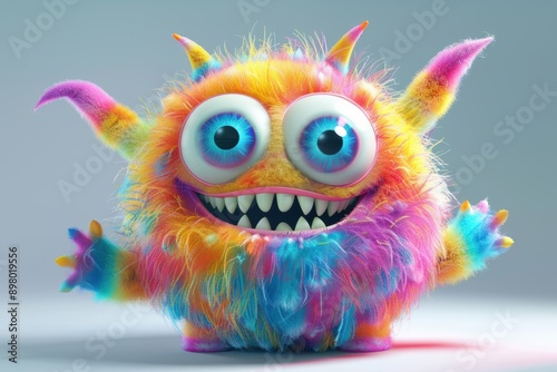 3D monster character with bold colors standing against a white background under studio lighting.
