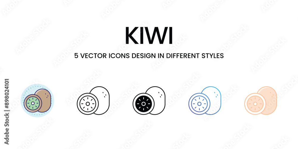 Kiwi icons set vector illustration. vector stock Kiwi icons set vector illustration. vector stock