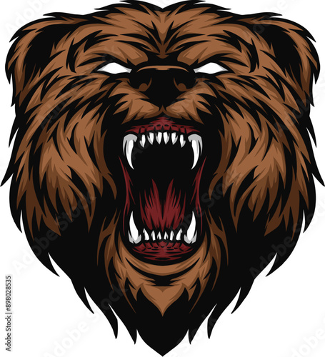 Tableau sur toile angry bear head in vector