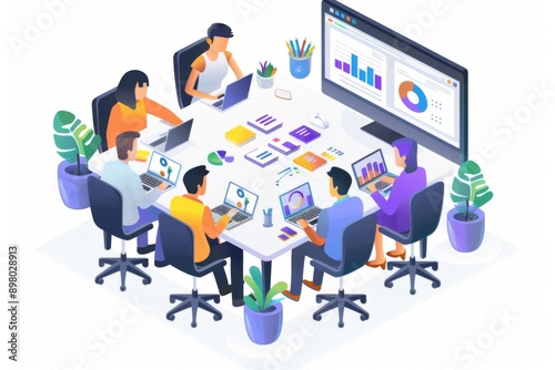 Team of Professionals Working on Data Analysis
