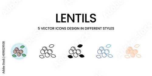 Lentils icons set vector illustration. vector stock