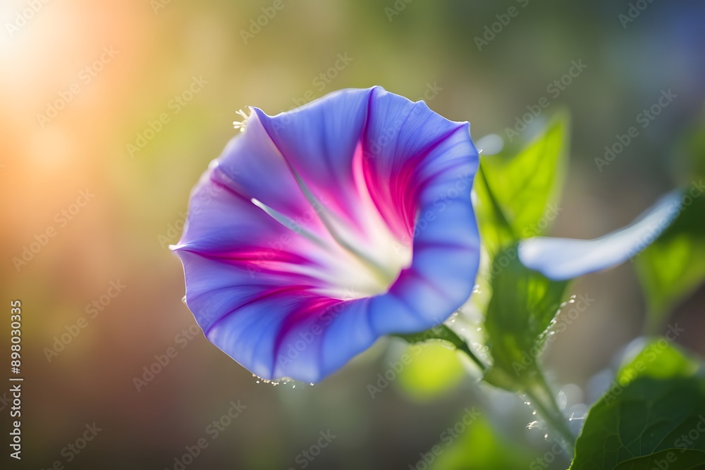 Fototapeta premium Morning glory flower bokeh background, AI Generated