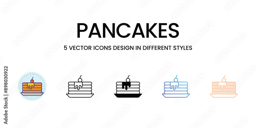 Pancakes icons set vector illustration. vector stock Pancakes icons set vector illustration. vector stock