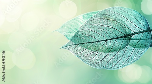 green leaves on blue background