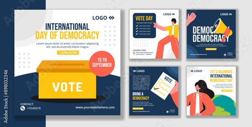 Democracy Day Social Media Post Flat Cartoon Hand Drawn Templates Background Illustration