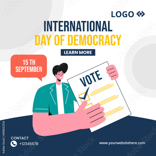 Democracy Day Social Media Illustration Flat Cartoon Hand Drawn Templates Background
