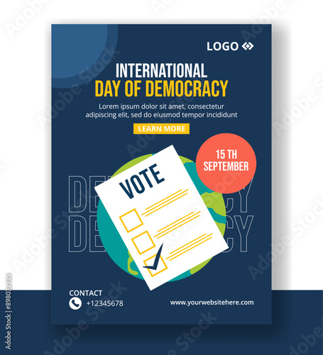 Democracy Day Vertical Poster Flat Cartoon Hand Drawn Templates Background Illustration