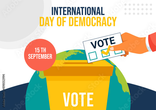 Democracy Day Social Media Background Flat Cartoon Hand Drawn Templates Illustration