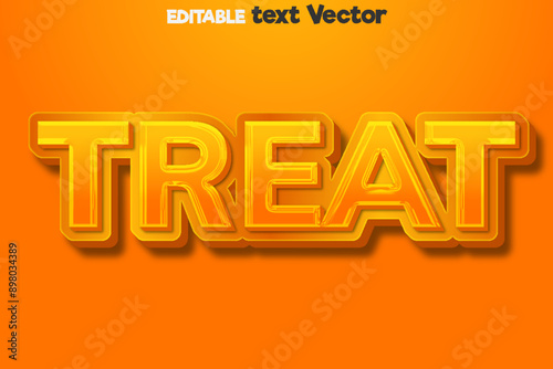 Editable treat 3d text style effect with yellow color