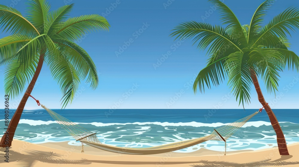 Relaxing Hammock Between Palm Trees Relaxing Hammock Between Palm Trees