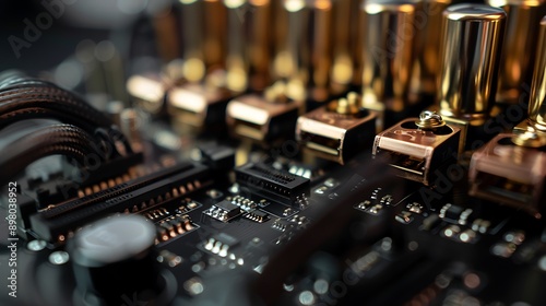 PCIe slot sound card with gold plated connectors and audio jacks highlighting premium audio components and high fidelity technology for advanced computer audio setup photo