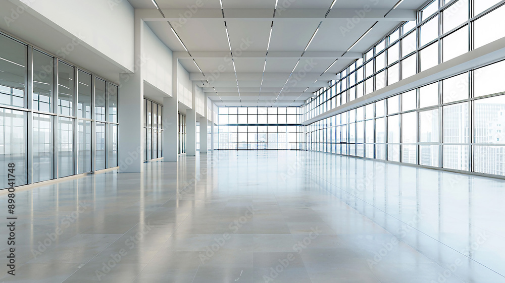 High-resolution 3D view of a blank business hall, featuring a vacant office environment, High-resolution 3D view of a blank business hall, featuring a vacant office environment,