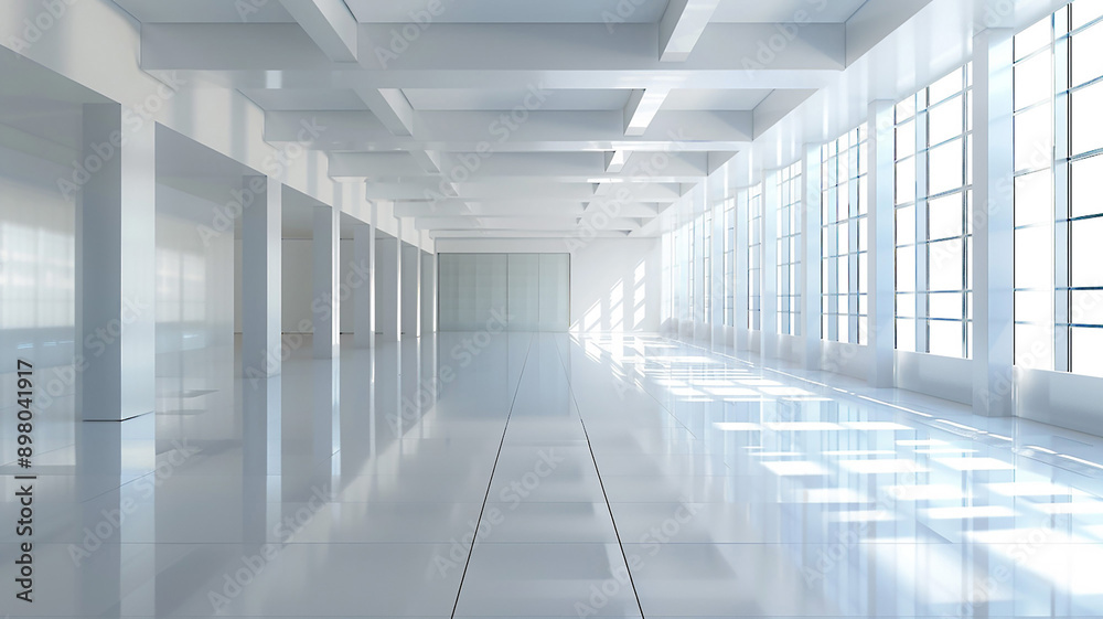 High-resolution 3D illustration of a business hall, featuring a blank office environment, High-resolution 3D illustration of a business hall, featuring a blank office environment,