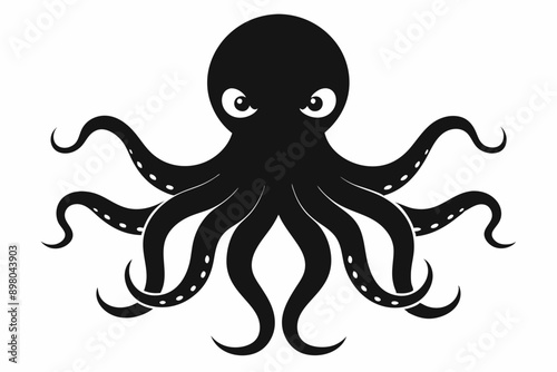 Vector illustration of octopus. Design logo octopus, Octopus symbol. octopus silhouette vector illustration. Octopus logo. Isolated octopus on a white background, octopus silhouette vector.