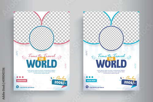 Travel Flyer or Poster Template design layout, Travel agency flyer vector posters for business.	