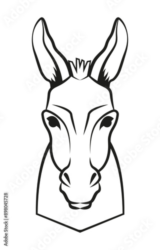 Contour illustration of donkey. 