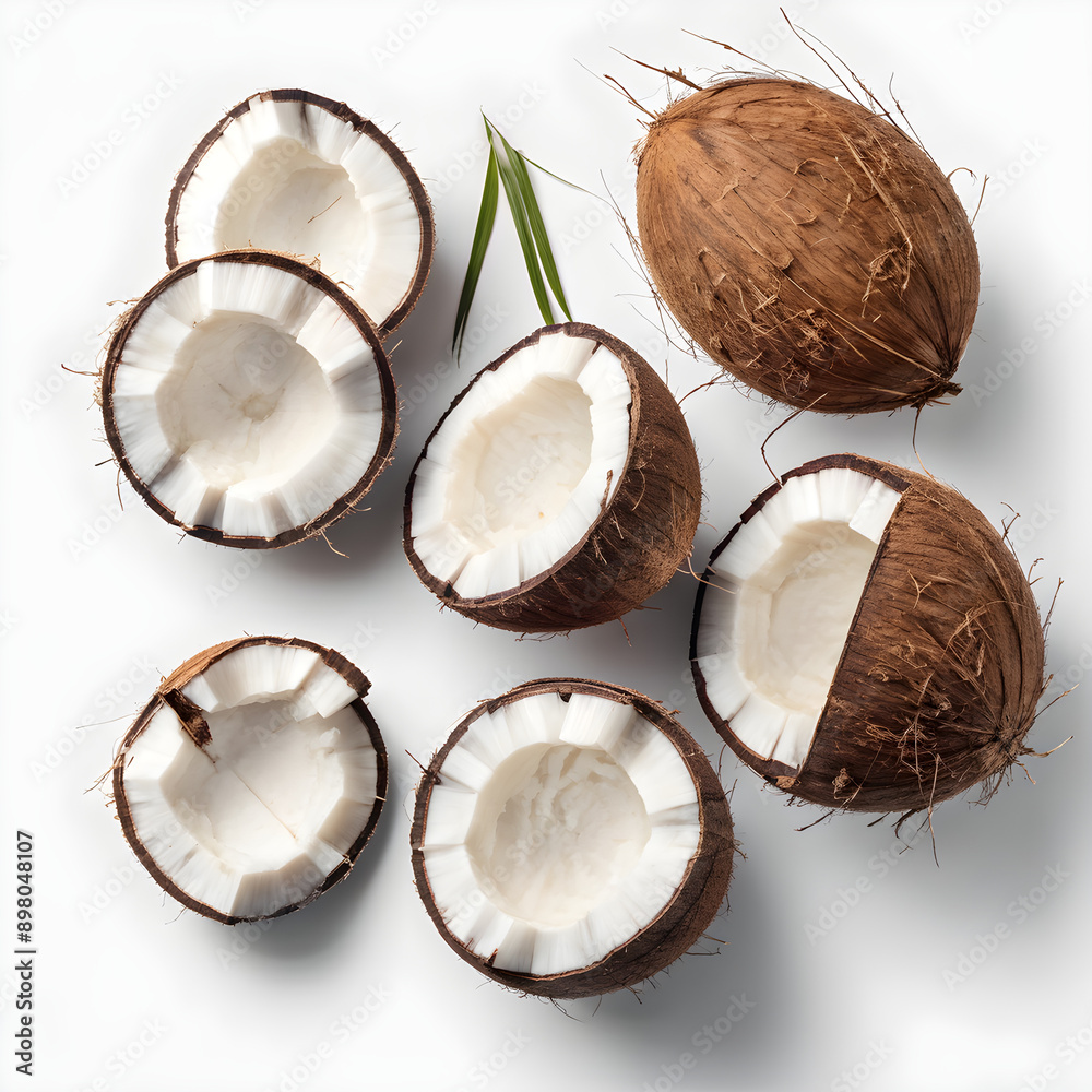 Set of coconut isolated on white background.
Set of coconut isolated on white background.