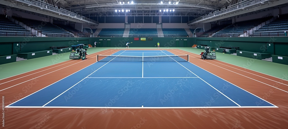 Tennis course stadium with hard surface. Sport game championship. Generative AI technology.