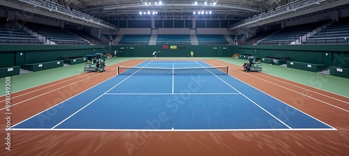 Obraz na płótnie Tennis course stadium with hard surface. Sport game championship. Generative AI technology. w salonie