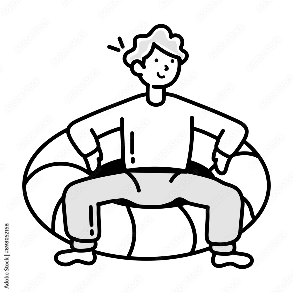 Boy sitting on pool ring, hand drawn icon
Boy sitting on pool ring, hand drawn icon