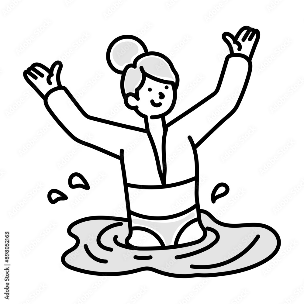A doodle icon showing an excited female swimmer standing in pool
A doodle icon showing an excited female swimmer standing in pool