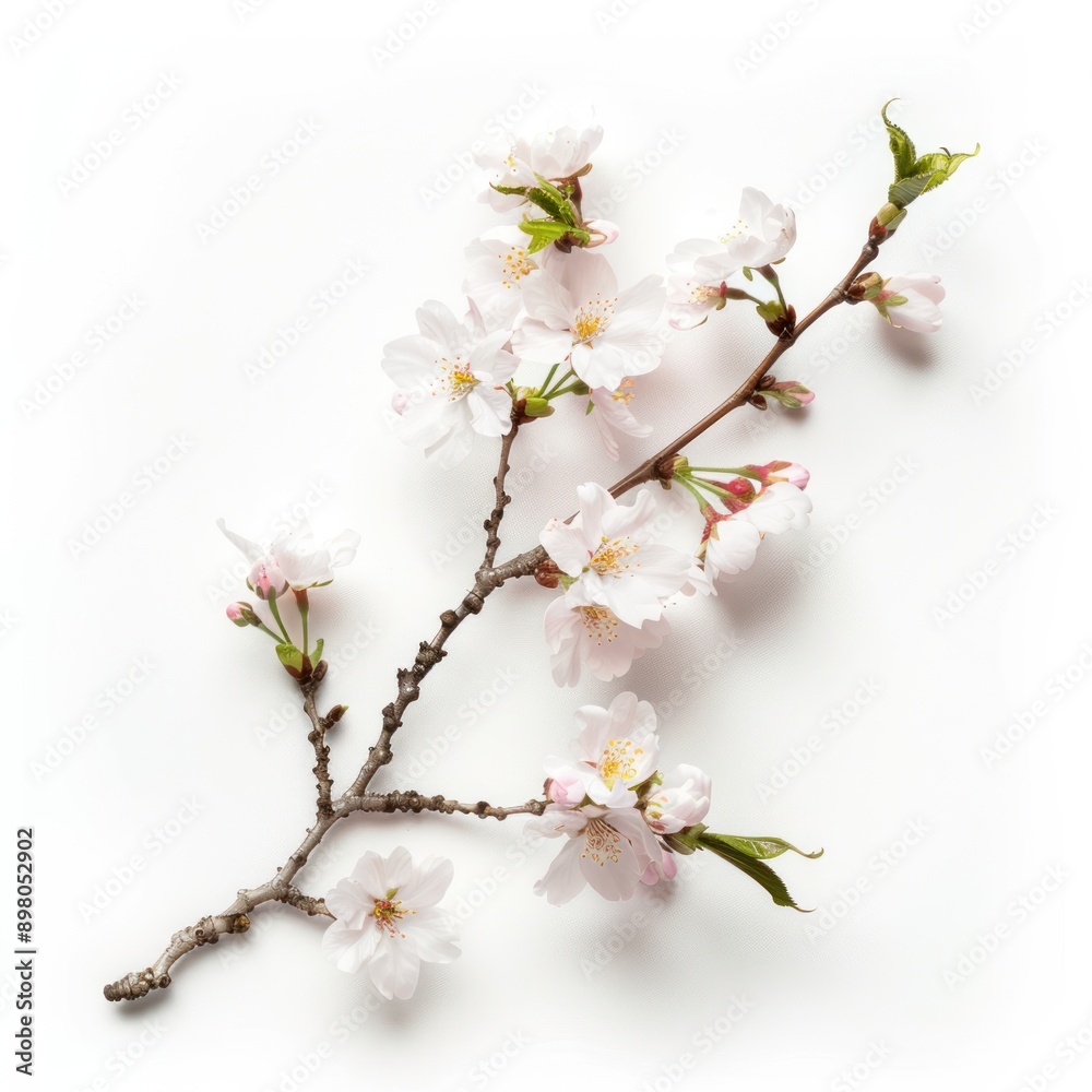 Cherry Blossom Branch on a White Background Cherry Blossom Branch on a White Background