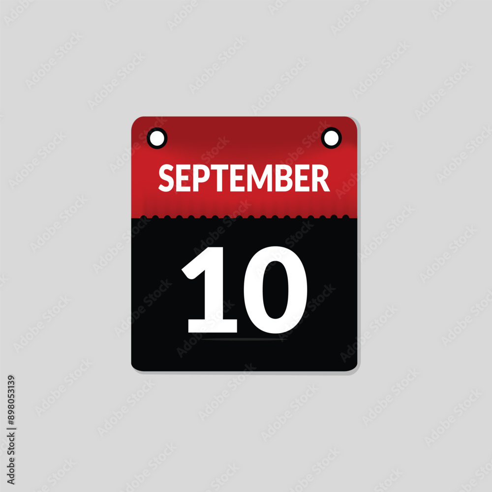 September 10 - Daily Calendar Icon in flat design style September 10 - Daily Calendar Icon in flat design style