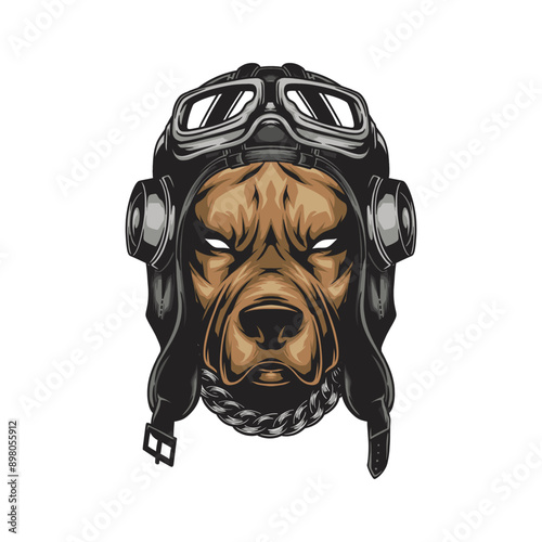 A Dog Rider with Vintage Pilot Helmet and Goggles