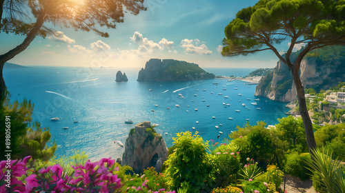 Capri Island on a beautiful summer day in Italy