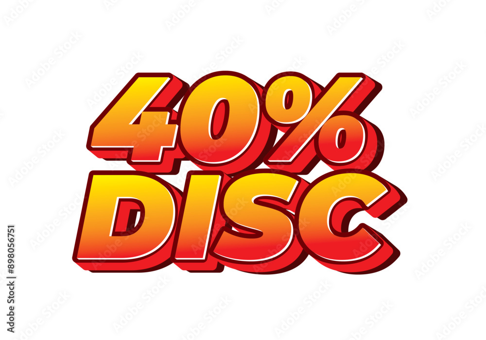 40 percent discount. Text effect in 3D style with good colors