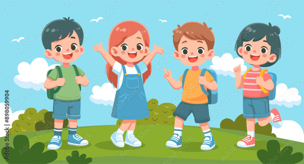 Kids cheerfully cartoon illustration Kids cheerfully cartoon illustration