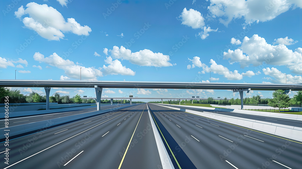 Fototapeta premium Suburban highway and viaduct in the city. 3d rendering. 