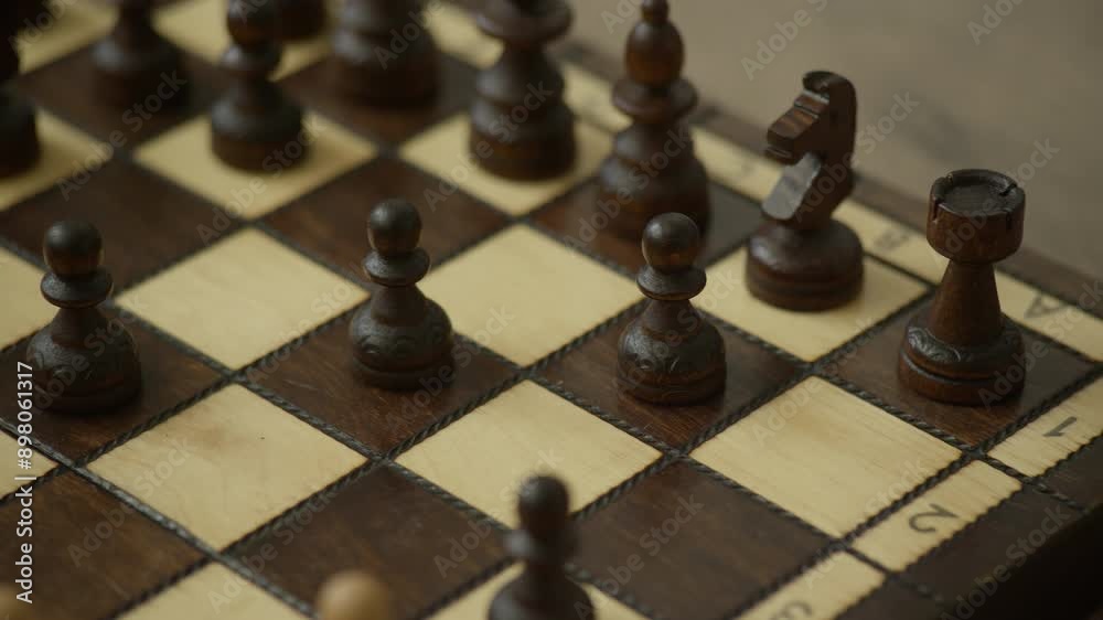 Wooden Chess Pieces on Classic Chessboard Wooden Chess Pieces on Classic Chessboard