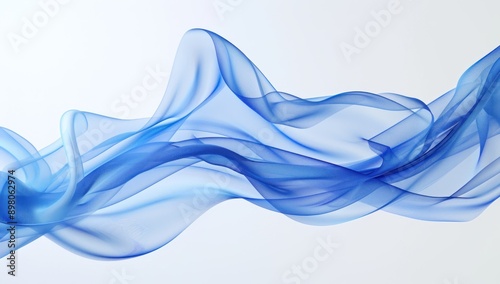 A closeup of a flowing blue fabric against a white background photo