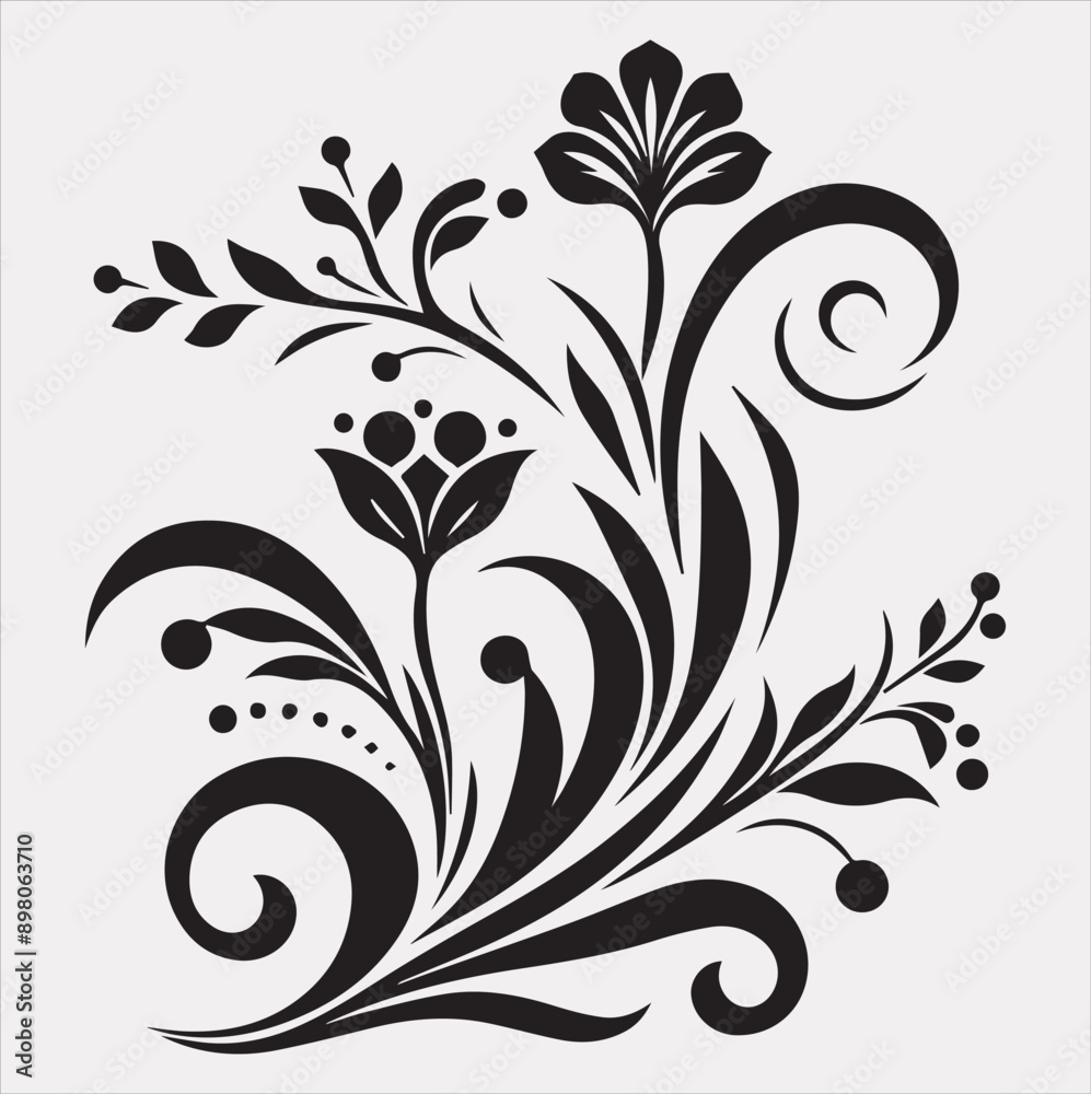 floral Art silhouette vector on a white background floral Art silhouette vector on a white background