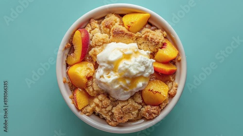 Wallpaper Mural Delicious Peach Cobbler Dessert with Whipped Cream Torontodigital.ca