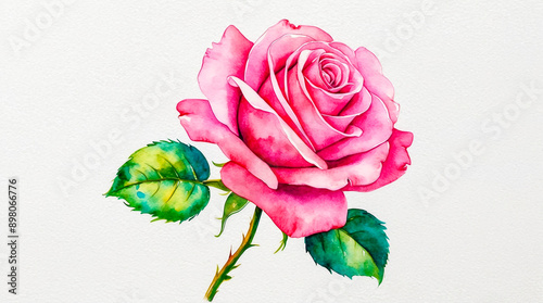 Watercolor painting of beautiful roses on a white background.