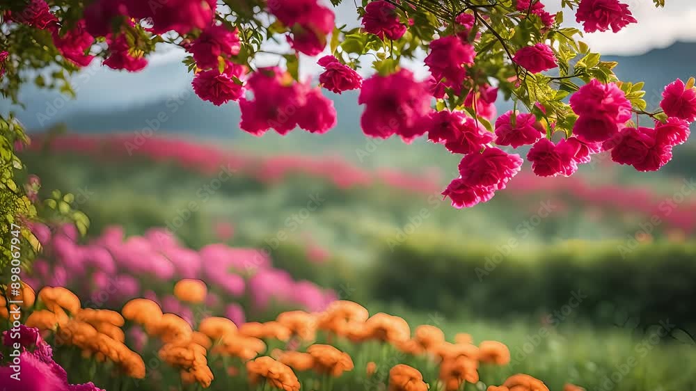 Tranquil Floral Dreamscape: A Blurred Bouquet of Vibrant Blooms