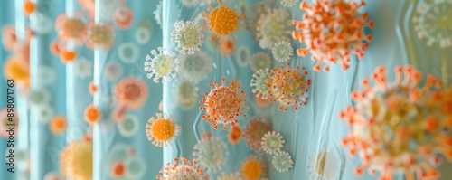 Germs on a bathroom shower curtain, germs, bathroom, depicting common contamination spots photo