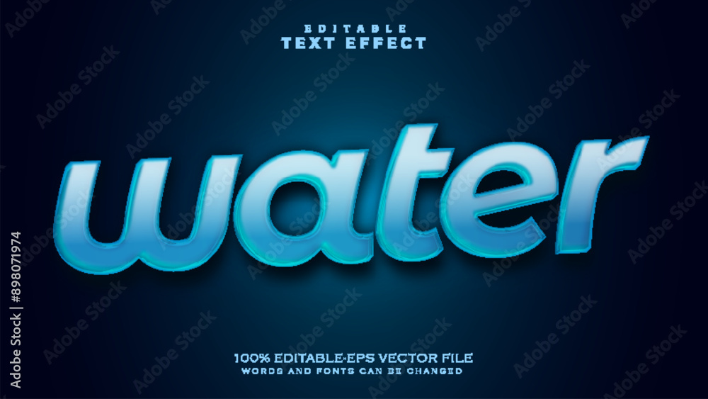 Water text effect - 3d editable text effect style. Water text effect - 3d editable text effect style.