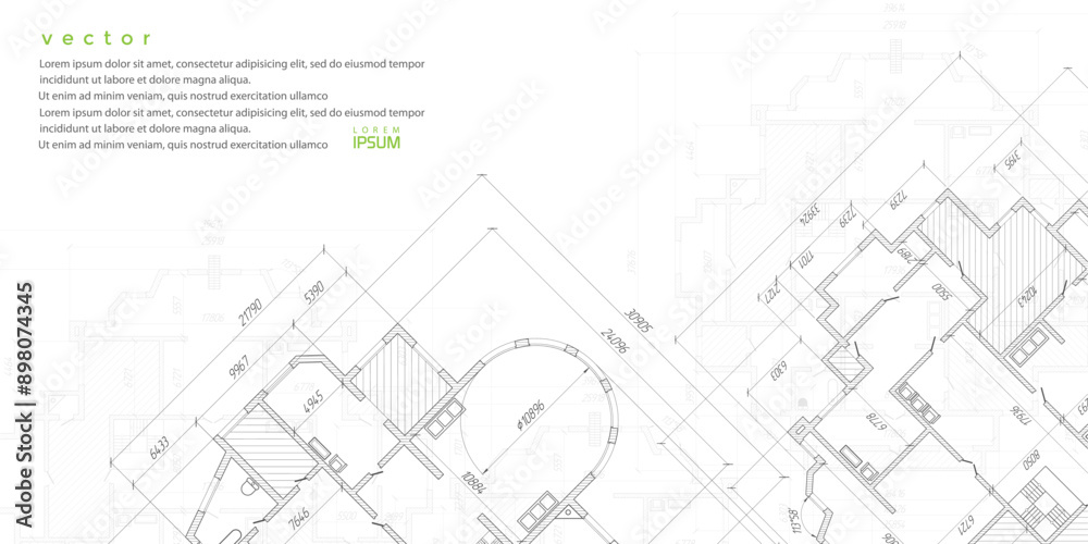 House plan project .Technical drawing background.Engineering design .Vector , illustration. House plan project .Technical drawing background.Engineering design .Vector , illustration.