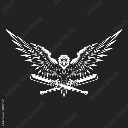 badge eagle gripping baseball bat