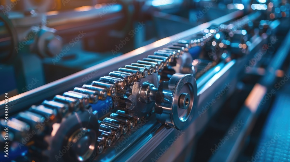 Conveyor Belt Gear Chain Drive Shaft in Manufacturing Process Conveyor Belt Gear Chain Drive Shaft in Manufacturing Process
