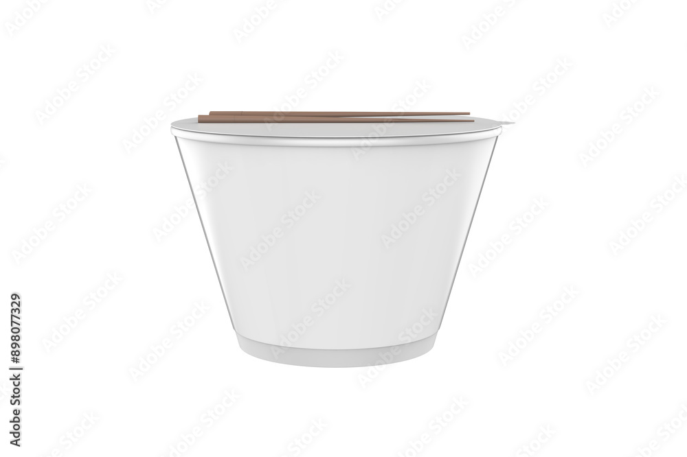 Paper Bowl Spicy Noodles Mockup Isolated On White Backgrond. 3d Illustration Paper Bowl Spicy Noodles Mockup Isolated On White Backgrond. 3d Illustration