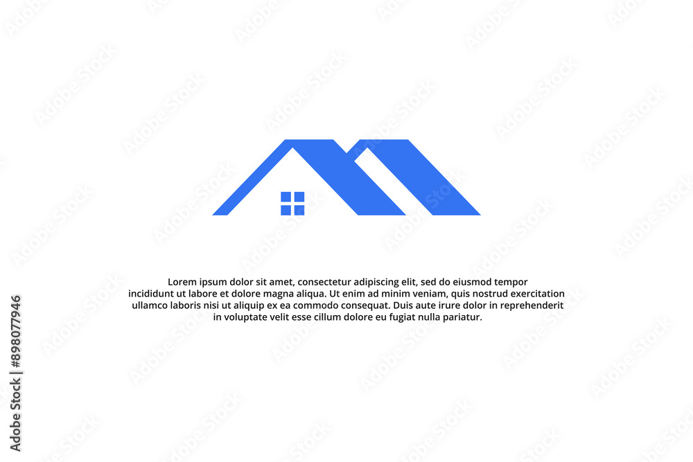 Fototapeta premium letter m blue house modern logo