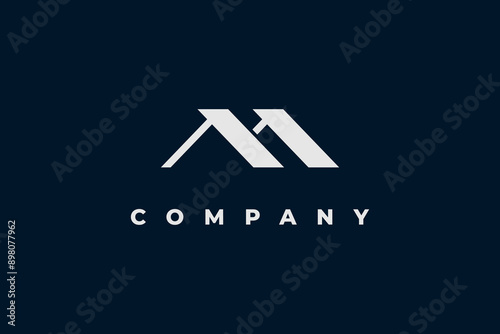 letter m house roof modern minimal logo
