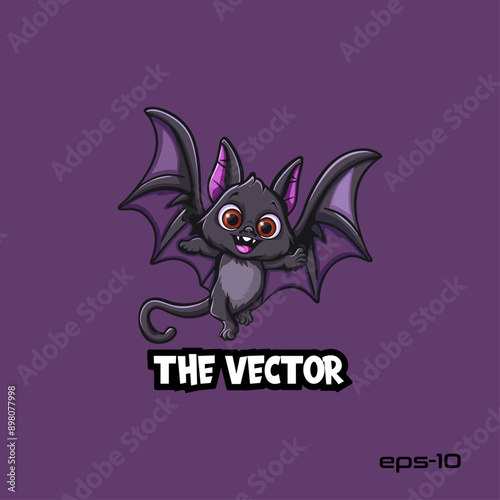 Cute bat logo, vector, mascot, character, cartoon, illustration